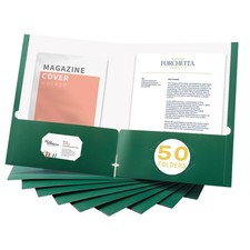 File Folders with Pockets Letter Size, 50-Pack Paper Folders with Card Slot, ...