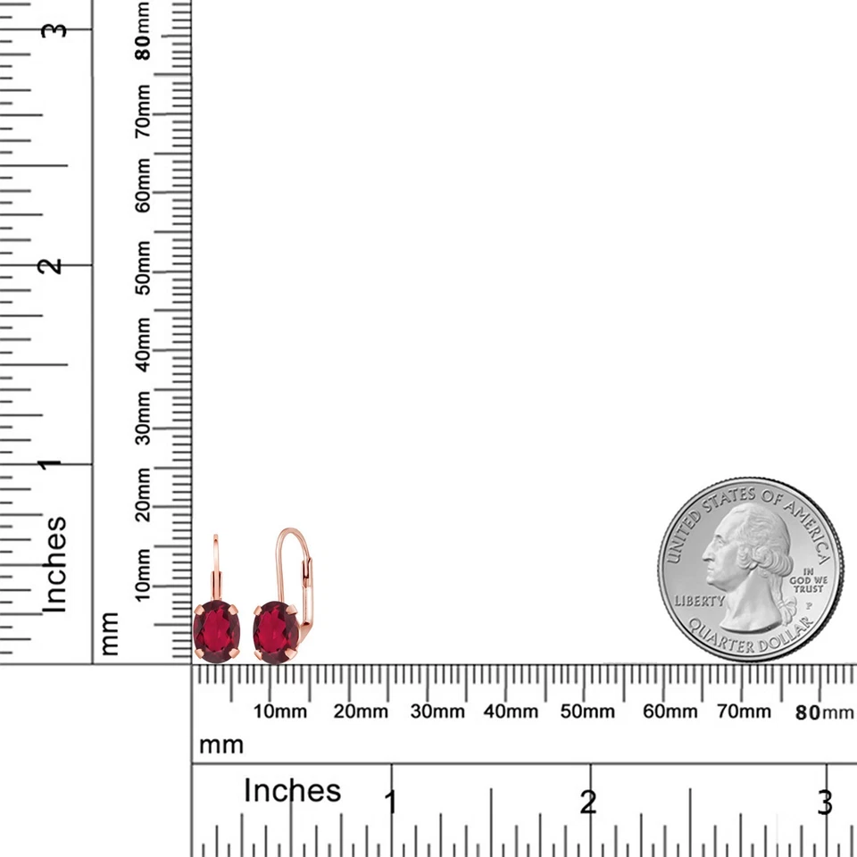 Серьги из латуни с овальным красным мистическим топазом и покрытием из розового золота 2,60 карата - Изображение 4 из 4