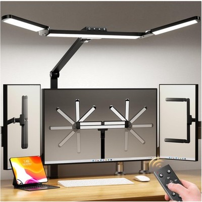 21W LED Desk Lamp with Clamp, Remote, Stepless Dimming & Color Temp, Eye-Caring
