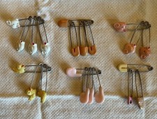 Lot Of 21 Vintage Diaper Pins—Ducklings, Bears, Pig & More