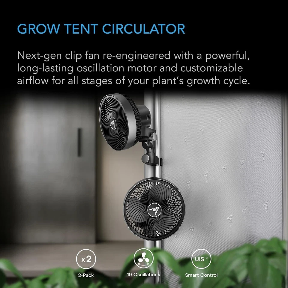 2-Pack 6 Inch Clip Fans 10-Speed App Control Oscillating Quiet Grow Tent Cooling - Image 3 of 4