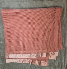 Vintage Large Pink Wool Waffle Cellular Blanket  Double 