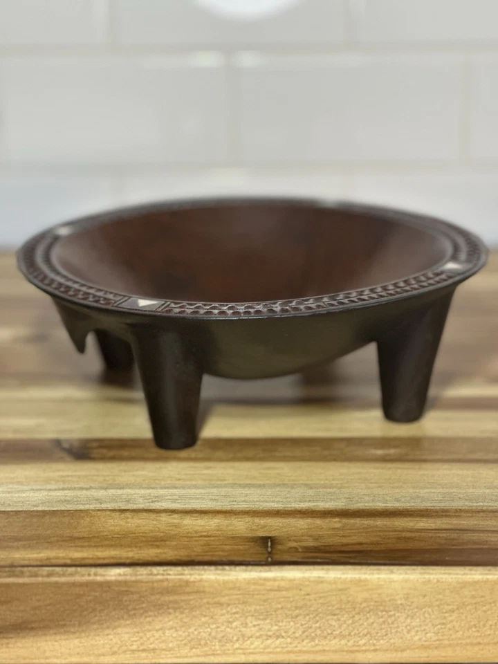 卡瓦碗手工雕刻珍珠镶嵌。 — 第 3/4 张图片