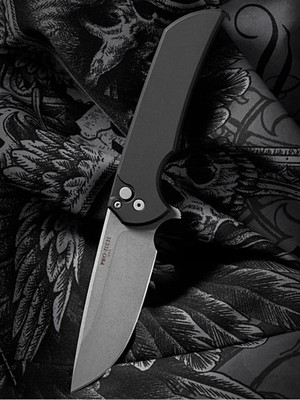 Pro Tech Mordax MX101-AW Acid Washed 20-CV Blade Smooth Black Aluminum Handle
