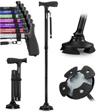 Walking Cane for Men Women Foldable, Adjustable, Self-Standing Cane with ...