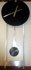 MODERN BRUSHED ALUMINIUM WALL CLOCK 13" DIALw/PENDULUM