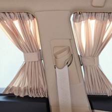 2Pcs Luxury Beige VIP Car Van SUV Curtains UV Sunshade Visor 50*47cm.
