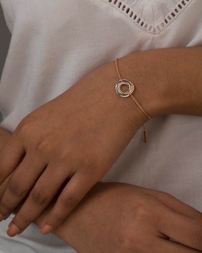 Intertwined Tri Color Circle Bracelet 14k Solid Gold Circle Of Life Bracelet. - Picture 2 of 12