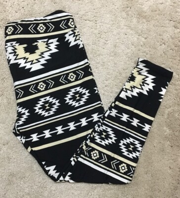 LuLaRoe Leggings ~ TC2 ~ AZTEC TRIBAL ~ BLACK WHITE CREAM ~ UNICORN 18+ NWOT