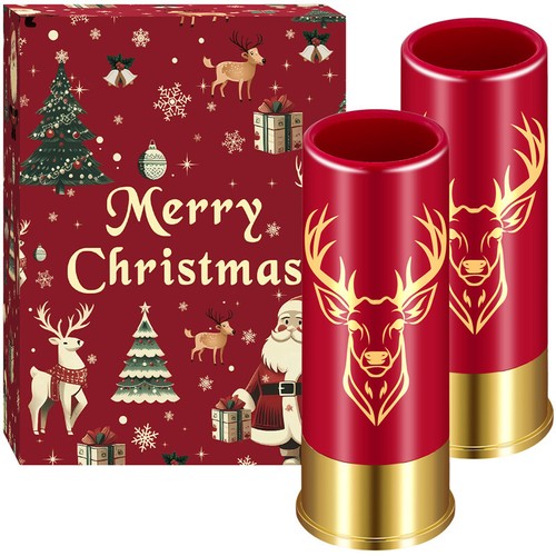 Set of 2/4 Deer Head Plastic Shot Glasses with Christmas Gift Box for Men Women - Picture 5 of 19