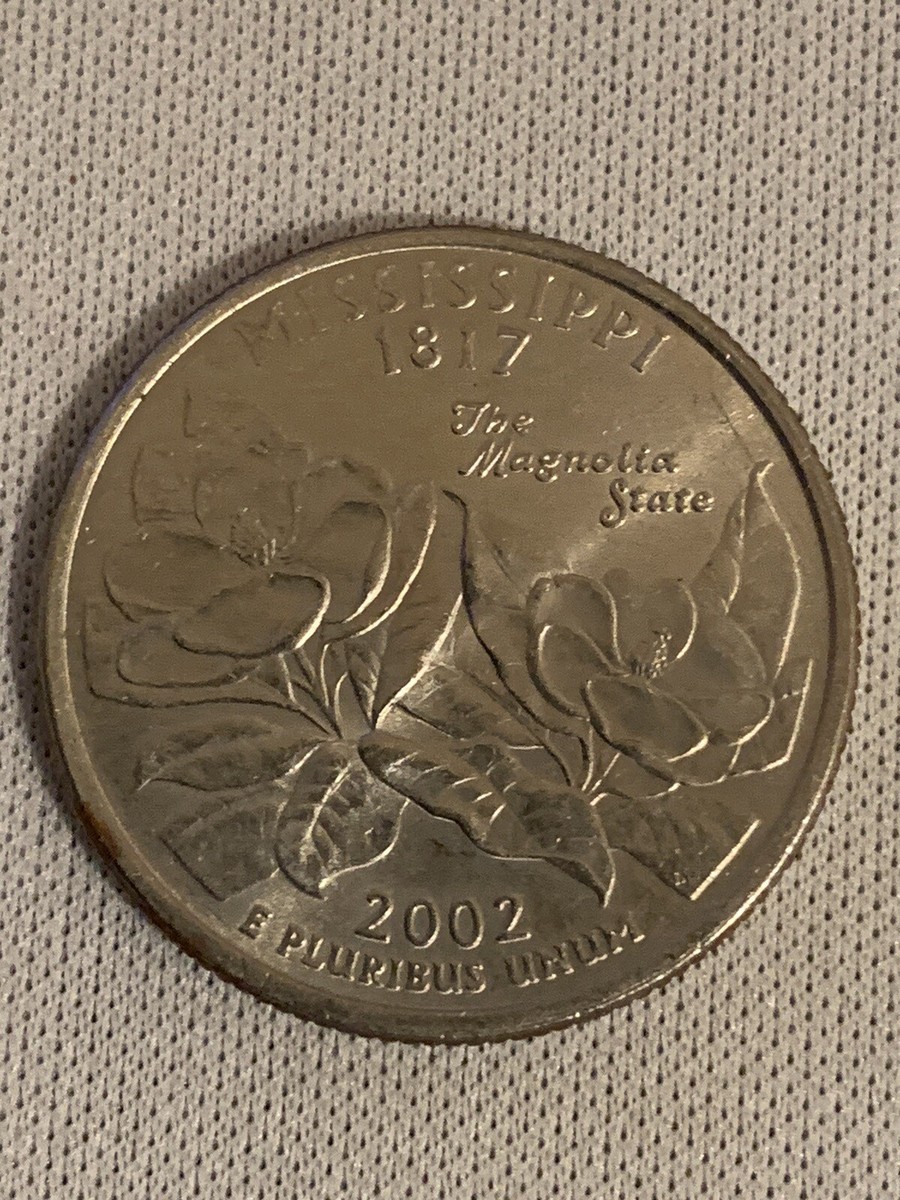 2002 P Mississippi State Quarter Cent Coin From US Mint 25 Cents