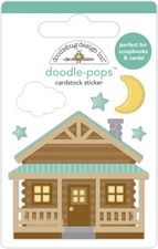 Doodlebug Stickers Doodle-pop 3D Cabin Fever Logs Porch Moon Cloud Stars Chimney
