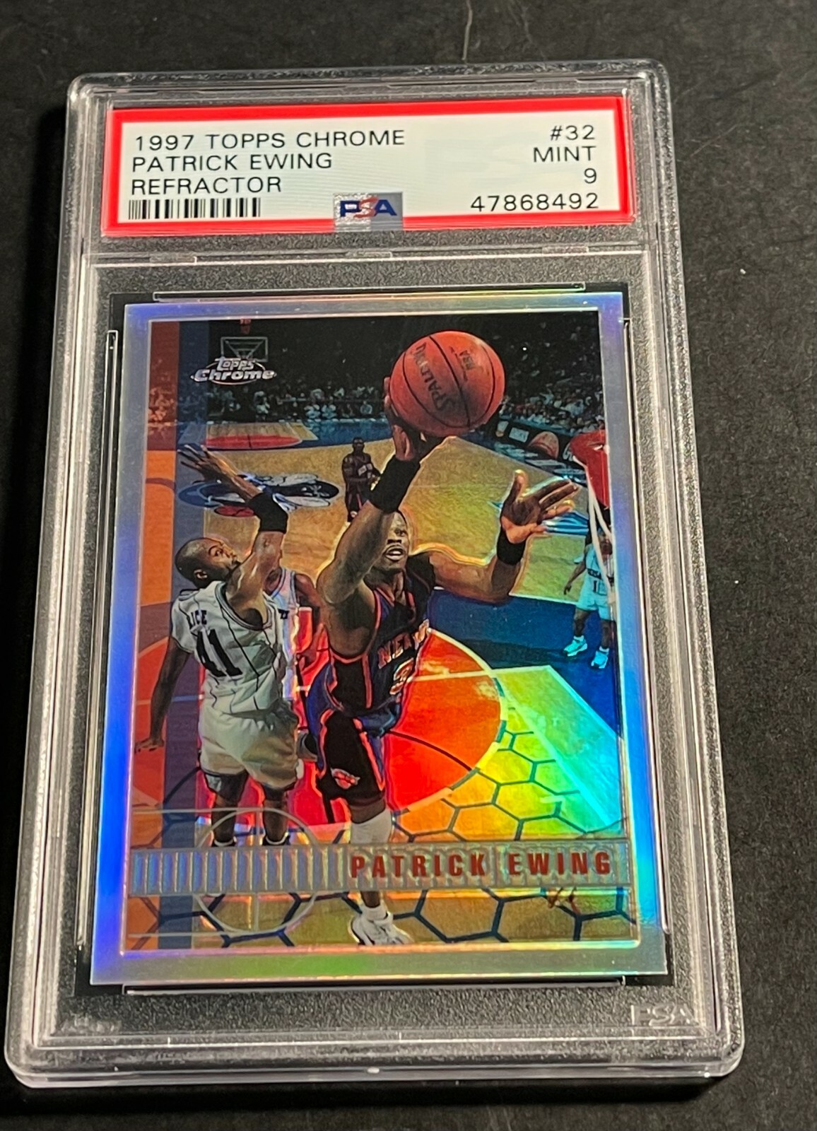 1997 PATRICK EWING TOPPS CHROME REFRACTOR #32 PSA 9 KNICKS POP 6 (492)