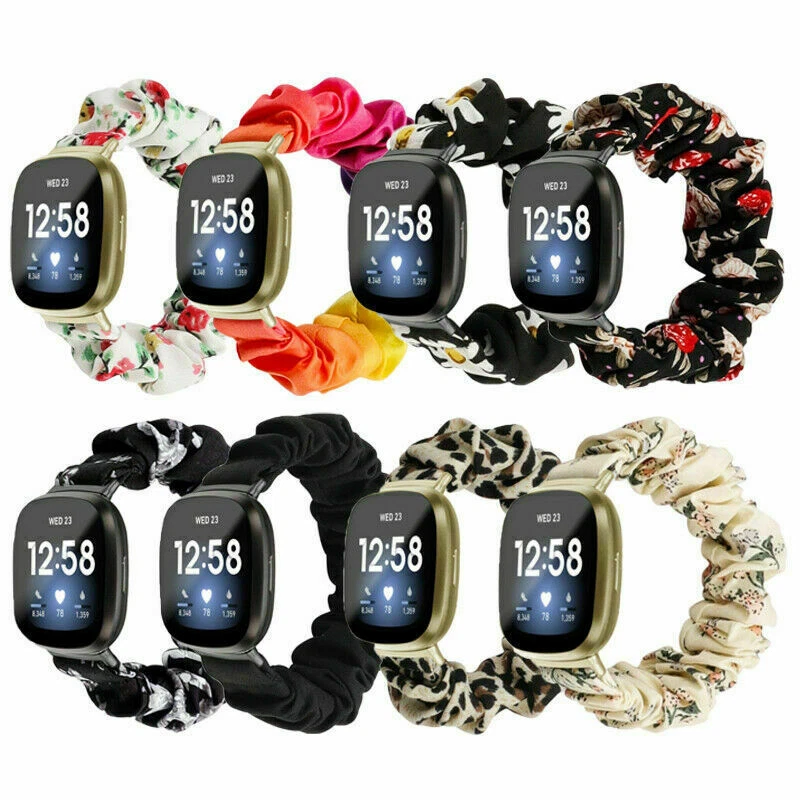 For Fitbit Versa 3/Sense Soft Scrunchie Loop Watch Band Fabric Elastic Strap - Image 3 of 4