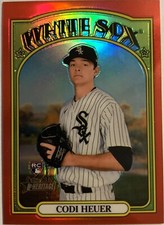 2021 TOPPS HERITAGE HIGH NUMBER CODI HEUER #555 RED CHROME @ 155/372 @ ROOKIE RC