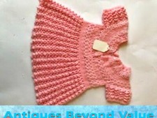 vintage hand knitted pink cotton baby dress 1 of a kind