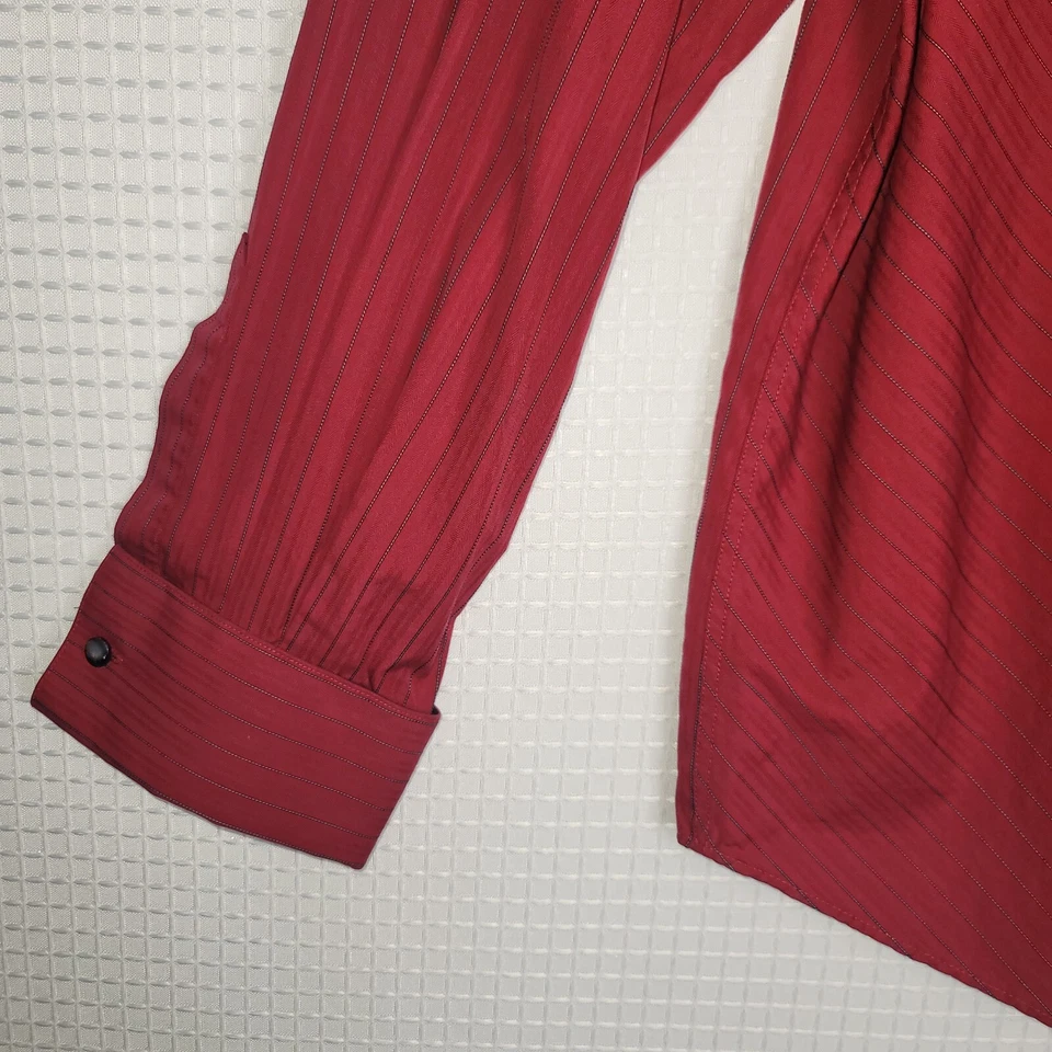 Claiborne LUXE Size XL Red Striped Dress Shirt French Cuffed Sleeves - Image 3 of 4
