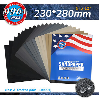 Schleifpapier Wasserfest Nass & Trocken Papier 23x28cm Wasserschleifpapier Lack