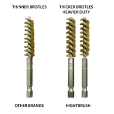 Hightbrush Nylon, Stainless Steel and Brass Brush 2"BL 4"OL, 6-38mm dia for Guns