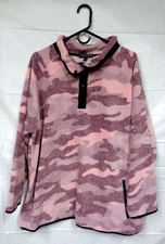 Women's GREATER GOOD Pink Camo Pullover Quarter Snap Sweatshirt Jacket 2X
