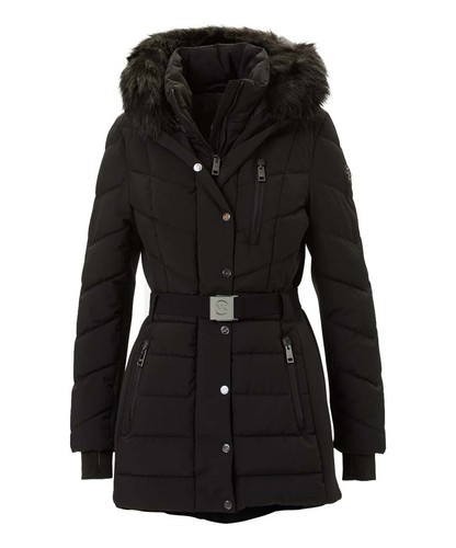 Michael Kors Women Coats Puffer Belted Faux Fur Hooded Winter Zip Up MK  jacket | eBay
