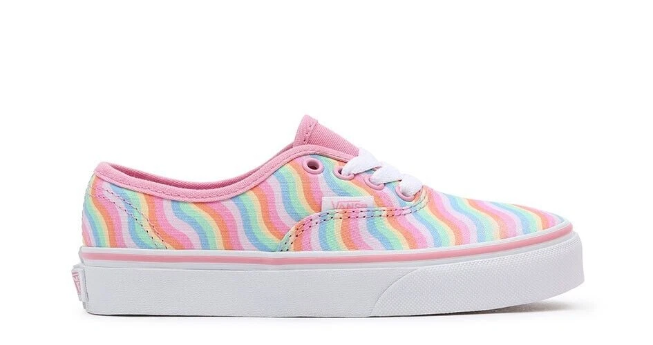 Sneakers stringate basse Vans autentiche ondulate arcobaleno per bambini taglia 3 nuove senza scatola
