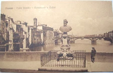 VINTAGE POSTCARD Florence - Ponte Vecchio Monument Cellini - ANIMATED STA 1917