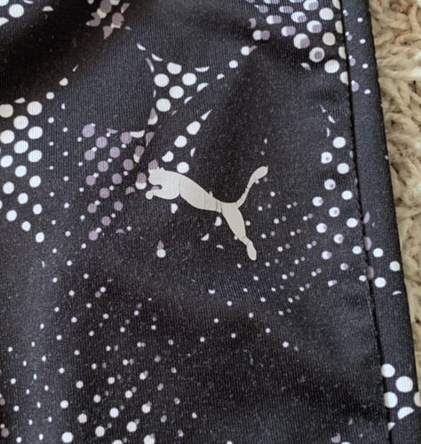 PUMA Girl's Leggings Pants Pink Waist, Black Floral Size Small (7) Inseam=14" - Picture 2 of 12
