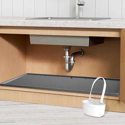 Kitchen Mats Waterproof Cosmichub Store Under Sink 34"x22" Cabinet Ler Comes