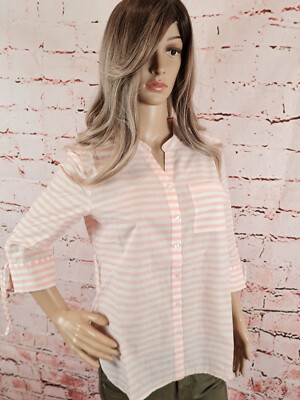 Cheer Damen Streifenbluse Bluse Tunika Shirt langarm Rosa gestreift Größe 36-48