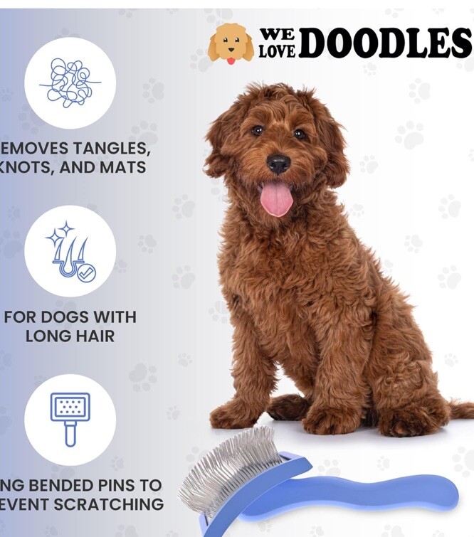 Dog Slicker Brush for Grooming Pet Hair Best Brushes For Poodle Large Curved