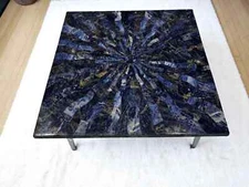 Square Coffee Table Top, Blue Sodalite Table for Home , Stone Dining Table Tops