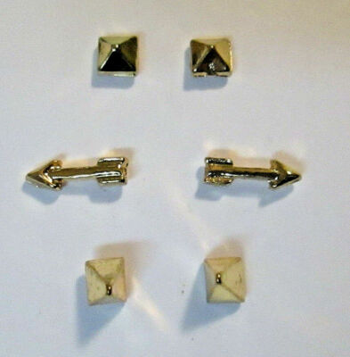 Jewelry Lot 3 Pairs Gold Tone ARROWS & Anvil SPIKES  pierced Earrings NO BACKS 
