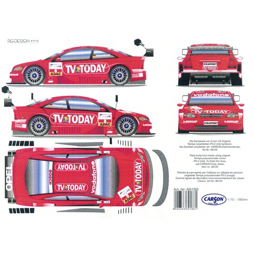 Dekorbogen 1:10 Opel Astra V8 TV Today Winkelhock Nr.8 DTM 2002 Carson 69188 - Bild 2 von 2