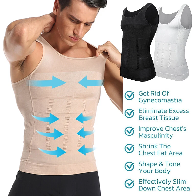 Mens Compression Shirt Slimming Undershirt Body Shaper Vest Workout Tank  Tops Shapewear Abs Abdomen