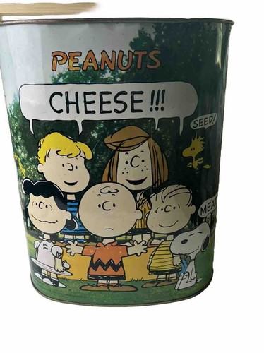 VINTAGE 1966 PEANUTS GANG "CHEESE" METAL TRASH CAN CHEINCO CHARLIE BROWN SNOOPY - Picture 3 of 16