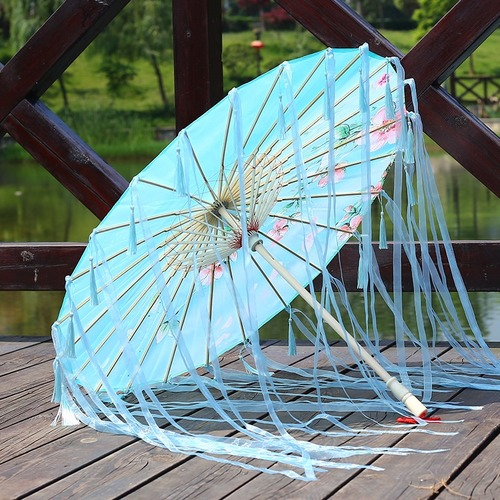 Fee Hanfu Regenschirm Band Regenschirm geölt Papierschirm Quasten Blume Cosplay - Bild 22 von 35