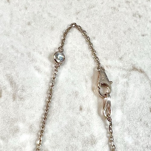 14K 0.80 CT Diamond By The Yard Necklace - 14K Rose Gold Bezel Diamond Necklace - Picture 6 of 6