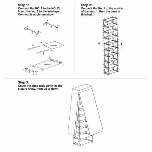 Shoe Rack 10 Layers 9 Shelf Shoes Standing Cabinet Storage Organizer Dustproof - Picture 5 of 12