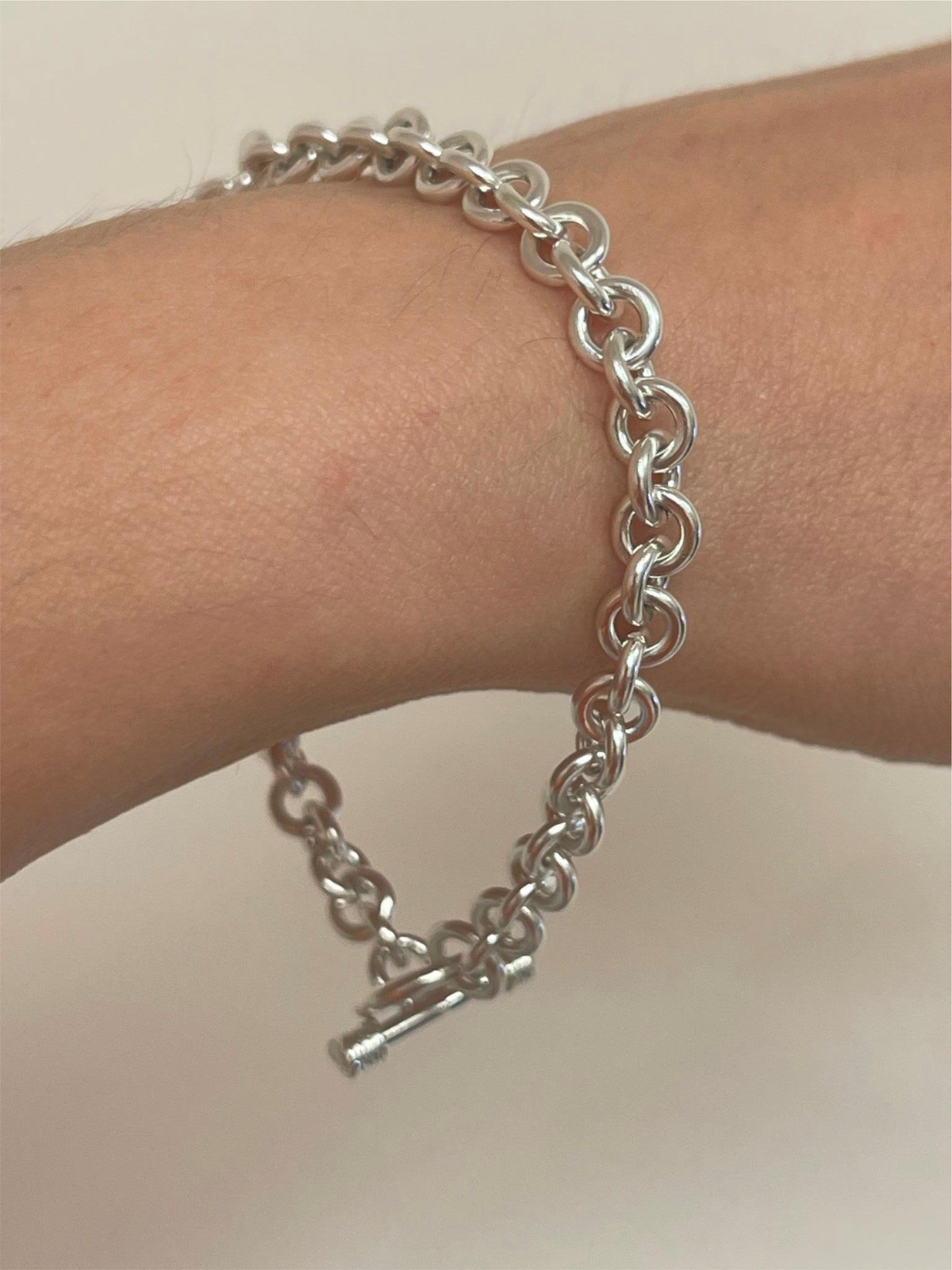 Stackable Sterling Silver Toggle Charm Chain Brac… - image 4