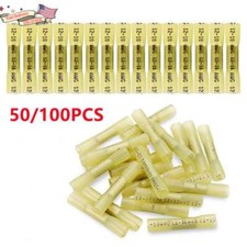 50/100PCS 12-10 AWG Heat Shrink Butt Wire Connectors Crimp Terminals Kit Yellow