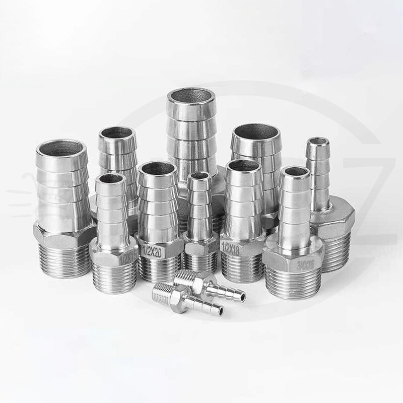 Stainless Steel Pipe Fittings BSP Male Thread 1/8 - 4 Barb Hose Tail Connector