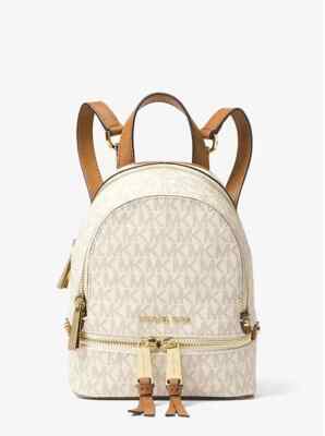 Michael Kors Beige Logo Mini Backpack with Brown Trim Michael kors Backpack | Mercari main image 4