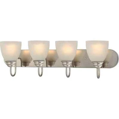 Volume Lighting Mari 4-Light Brushed Nickel Vanity Light, Frosted Glass Shades