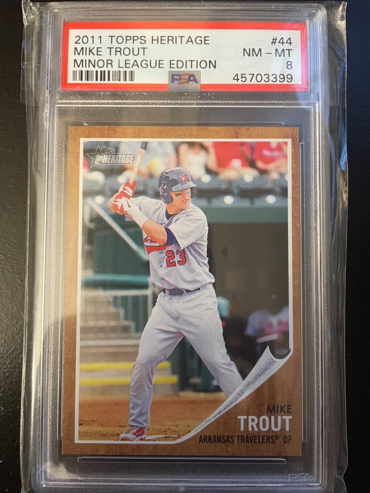 2011 Topps Heritage Minor League Edition Mike Trout #44 Travelers Angels PSA8