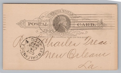 1890 Postal Card, National Park Bank New York, New Orleans, R.S. Charles P7 - Picture 2 of 2