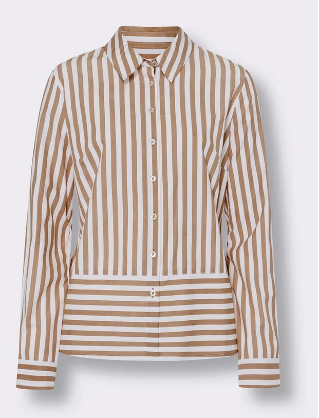 477254 Sieh an! by Heine Damen Langarm Bluse braun gestreift