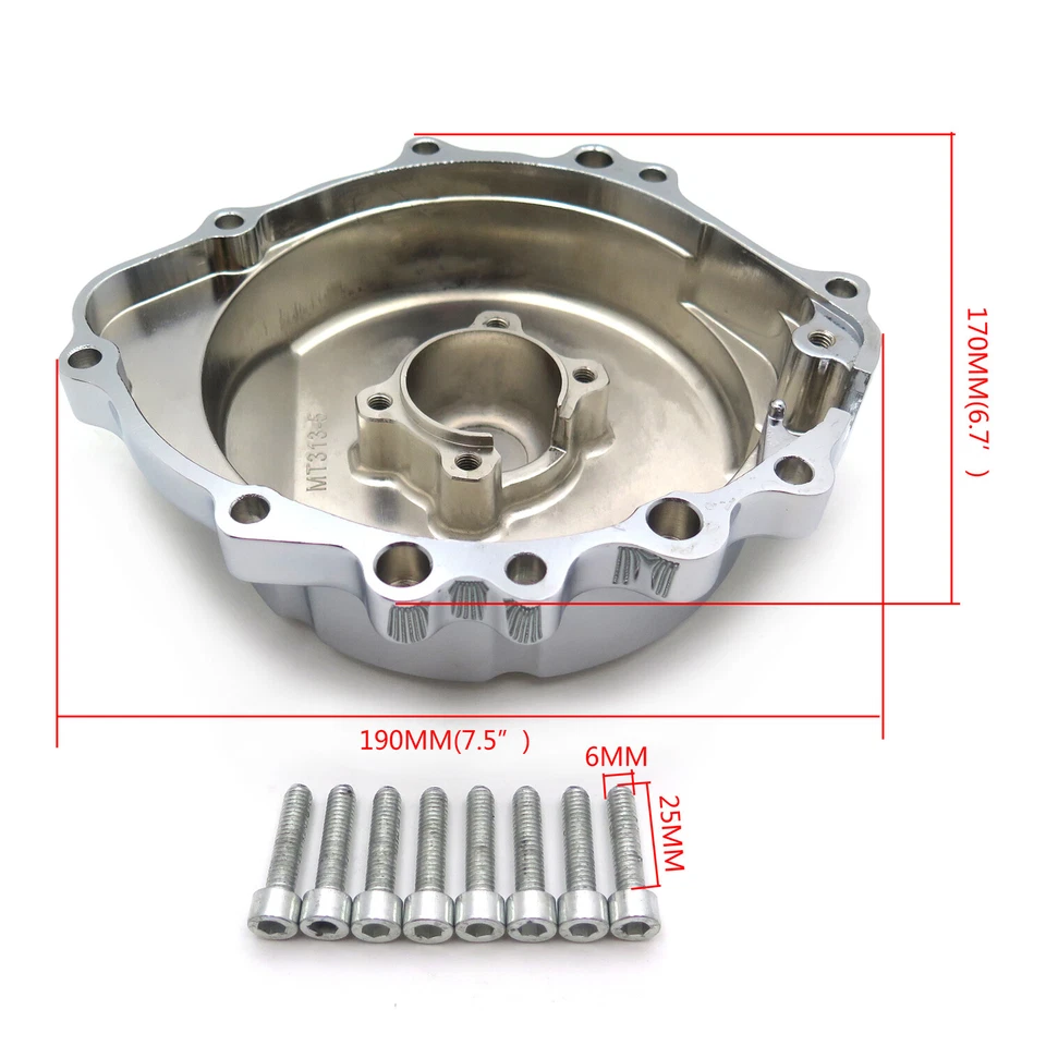 Cubierta del estator del motor "CBR" para Honda CBR600RR / CBR600RA 2009-2024 cromada izquierda Foto 3 de 4