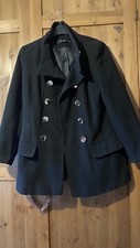 Ladies Womens Black Double Breasted Short Jacket Size 14 By Jane Norman
