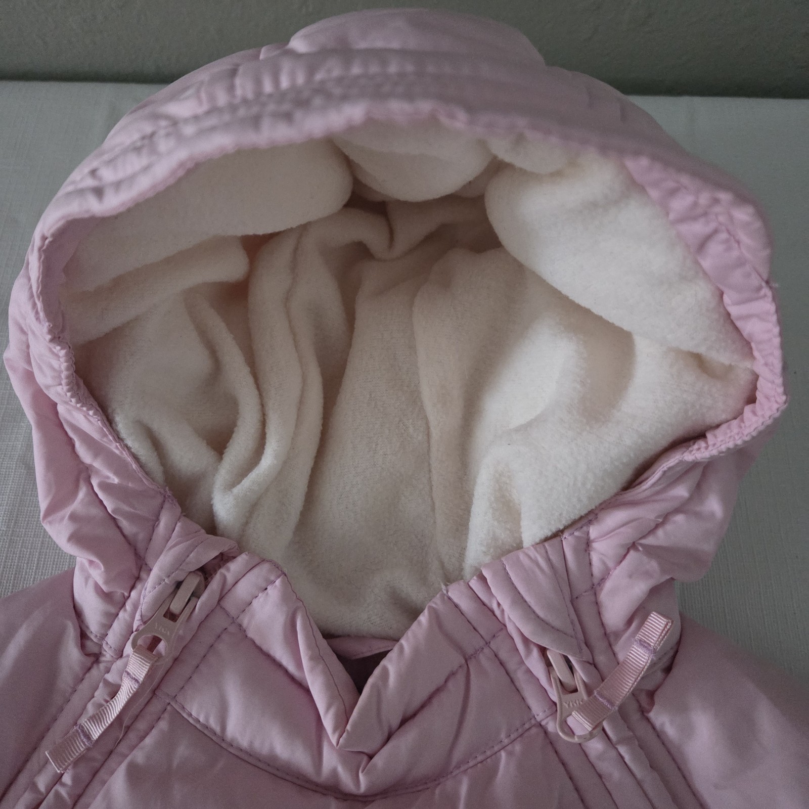RALPH LAUREN Monogram Baby Girls 9M Light Pink Down Puffer Hooded Snowsuit image 7
